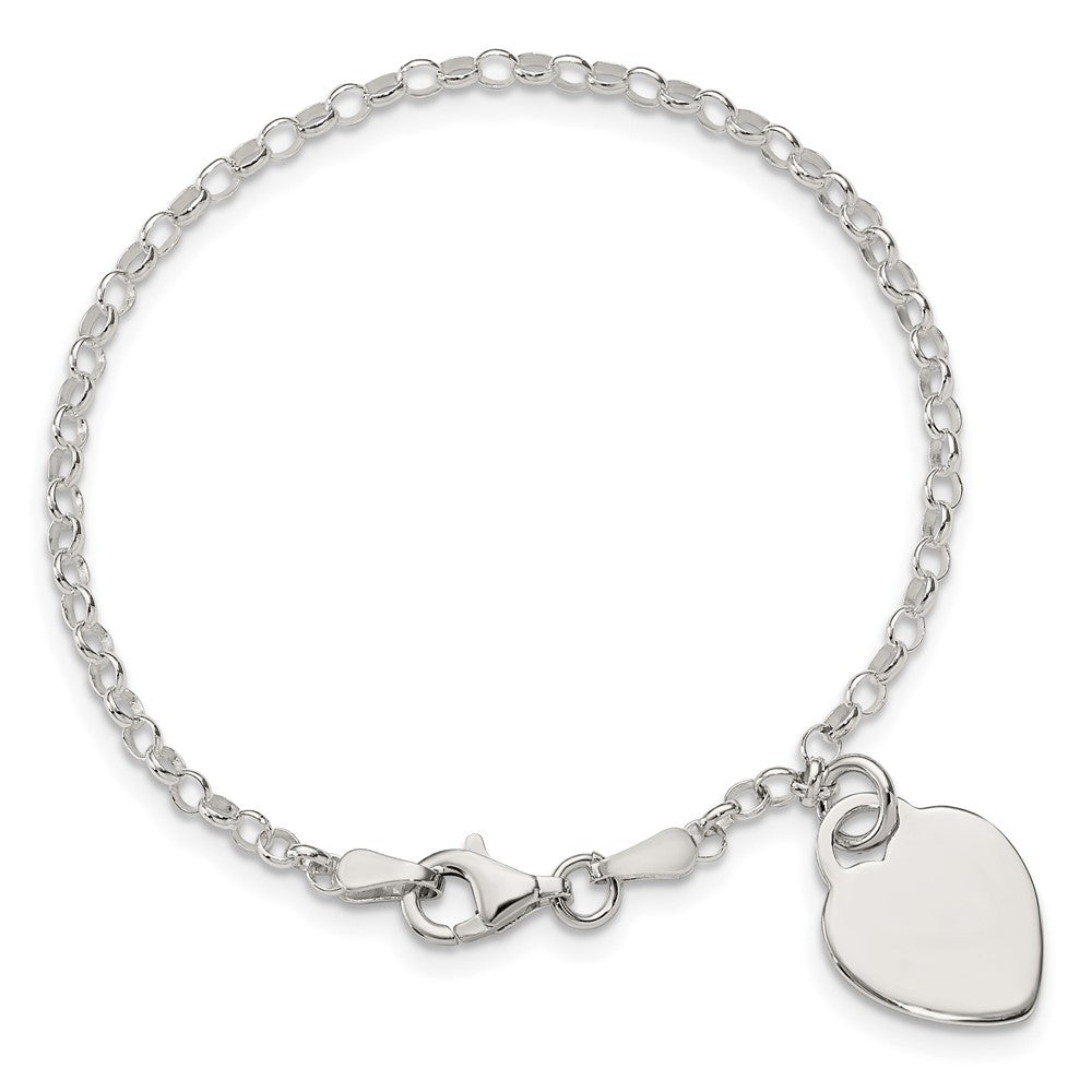 6 Zoll Sterlingsilber Gravierbar Herz in Childs Armband