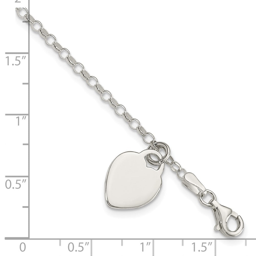6 Zoll Sterlingsilber Gravierbar Herz in Childs Armband