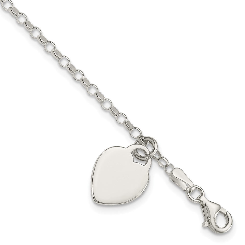 6 Zoll Sterlingsilber Gravierbar Herz in Childs Armband