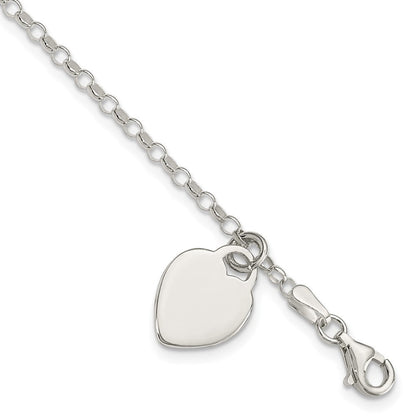 6 Zoll Sterlingsilber Gravierbar Herz in Childs Armband