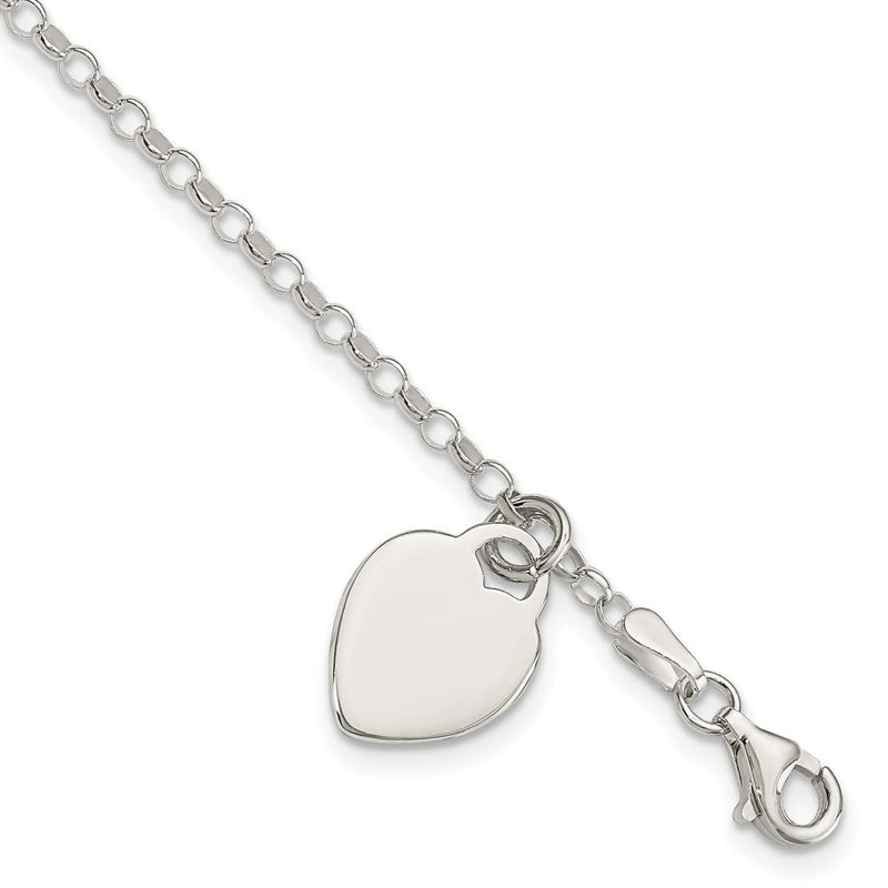 6 Zoll Sterlingsilber Gravierbar Herz in Childs Armband