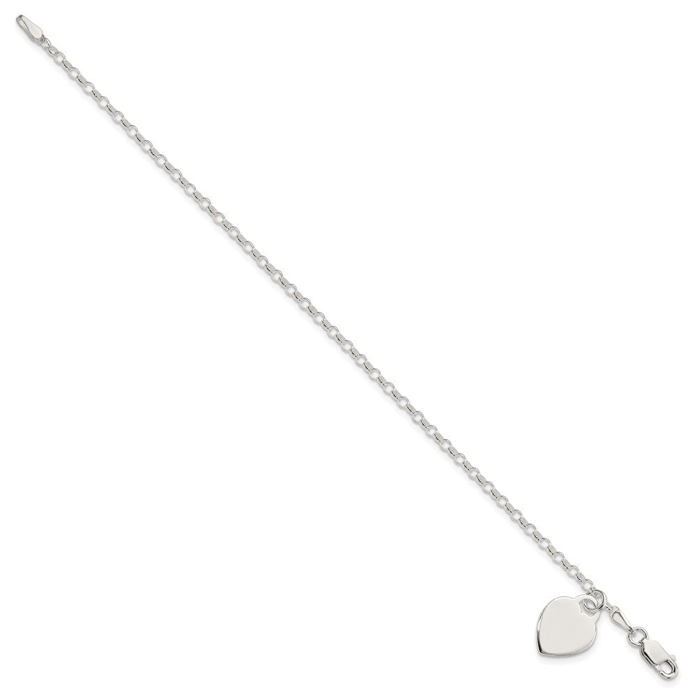 7.25 Zoll Sterlingsilber Gravierbar Herz Charm Armband