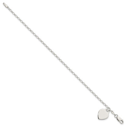 7.25 Zoll Sterlingsilber Gravierbar Herz Charm Armband