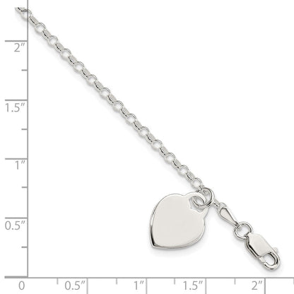 7.25 Zoll Sterlingsilber Gravierbar Herz Charm Armband