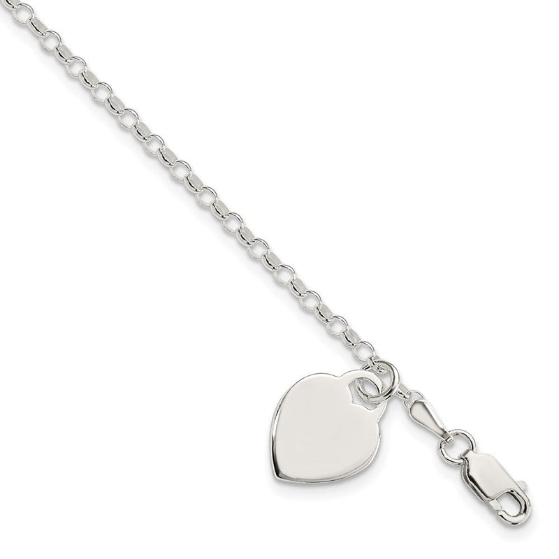 7.25 Zoll Sterlingsilber Gravierbar Herz Charm Armband