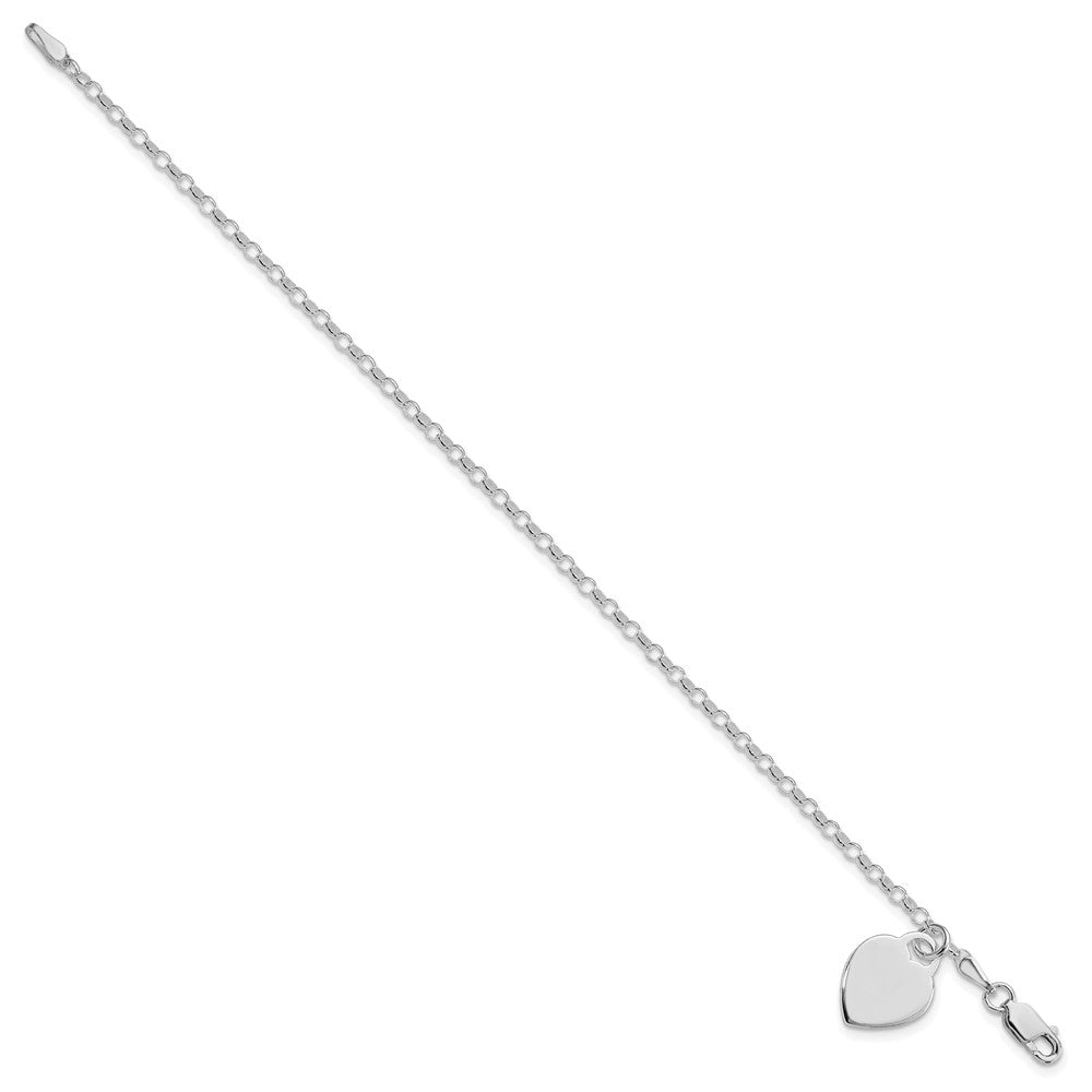 Sterlingsilber Rhodiniert Herz Charm Armband