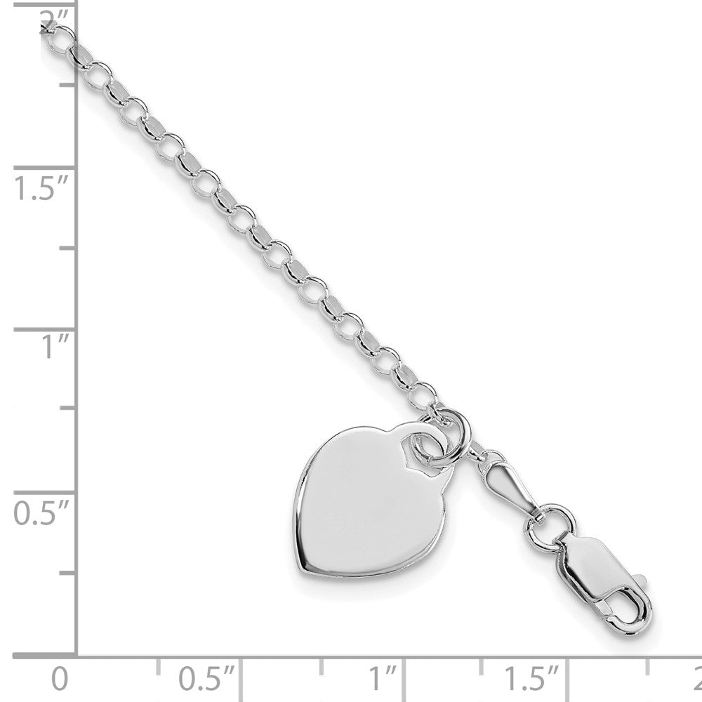 Sterlingsilber Rhodiniert Herz Charm Armband