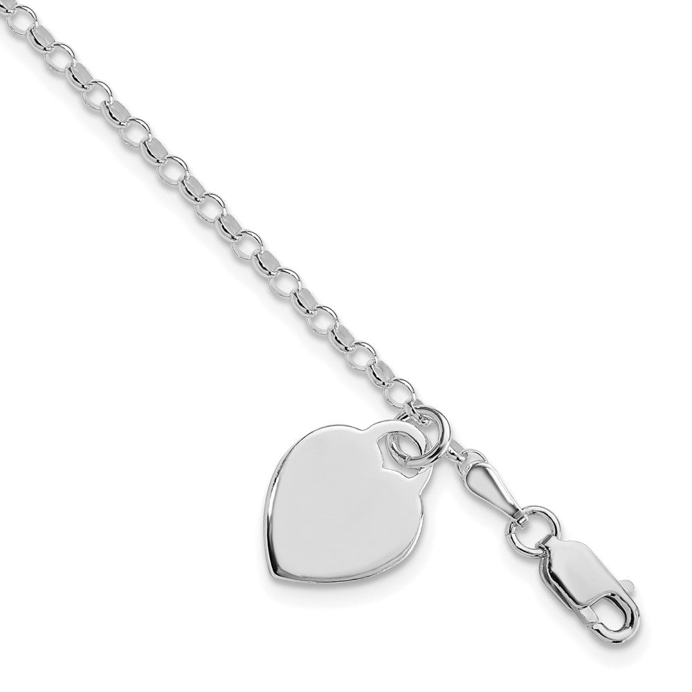 Sterlingsilber Rhodiniert Herz Charm Armband