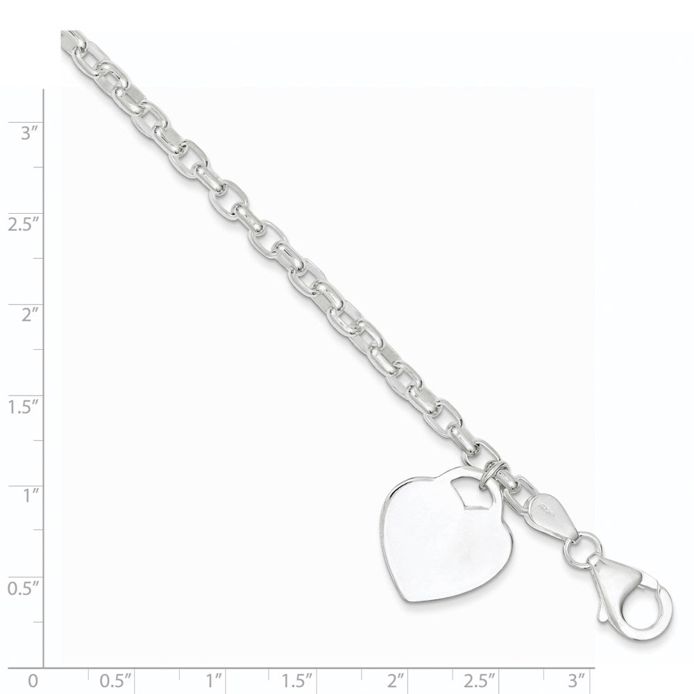 8.5 Zoll Sterlingsilber 1.9mm Gravierbar Herz Charm Armband