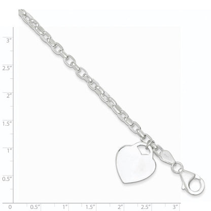 8.5 Zoll Sterlingsilber 1.9mm Gravierbar Herz Charm Armband