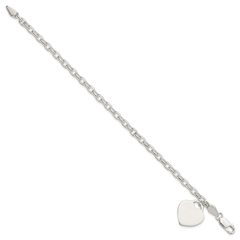 8.5 Zoll Sterlingsilber 1.9mm Gravierbar Herz Charm Armband