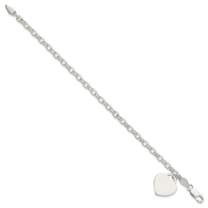 8.5 Zoll Sterlingsilber 1.9mm Gravierbar Herz Charm Armband