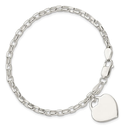 8.5 Zoll Sterlingsilber 1.9mm Gravierbar Herz Charm Armband