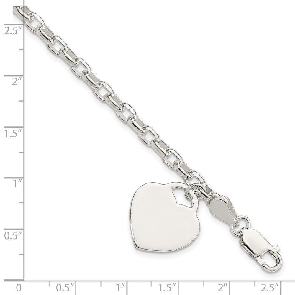 8.5 Zoll Sterlingsilber 1.9mm Gravierbar Herz Charm Armband