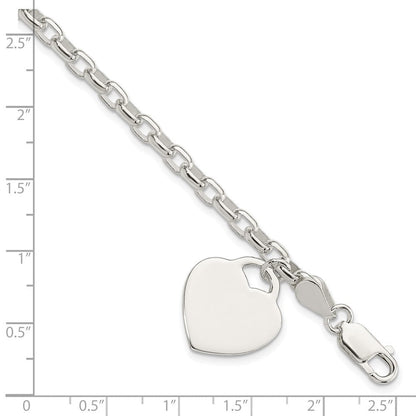 8.5 Zoll Sterlingsilber 1.9mm Gravierbar Herz Charm Armband