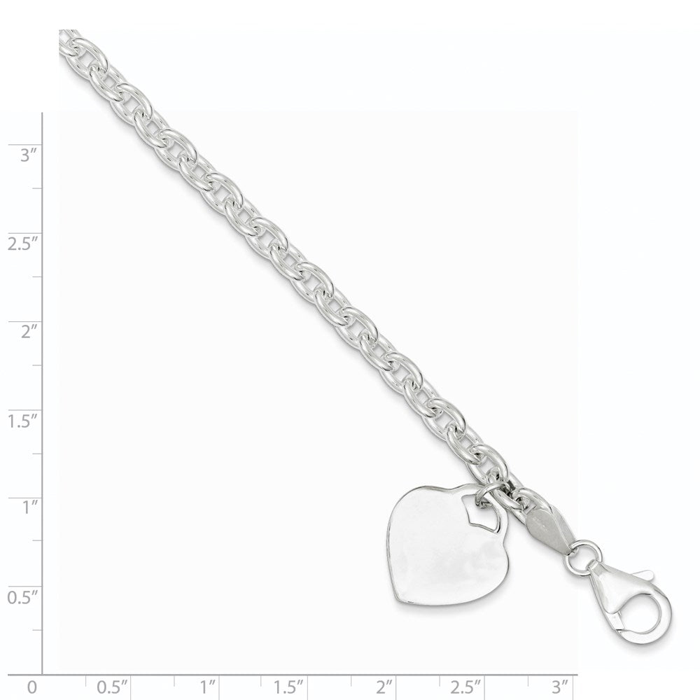 8.5 Zoll Sterlingsilber 1.5mm Gravierbar Herz Charm Armband