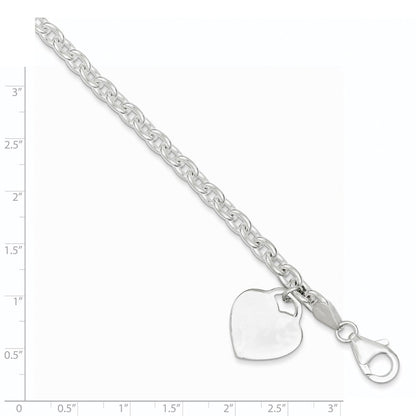 8.5 Zoll Sterlingsilber 1.5mm Gravierbar Herz Charm Armband
