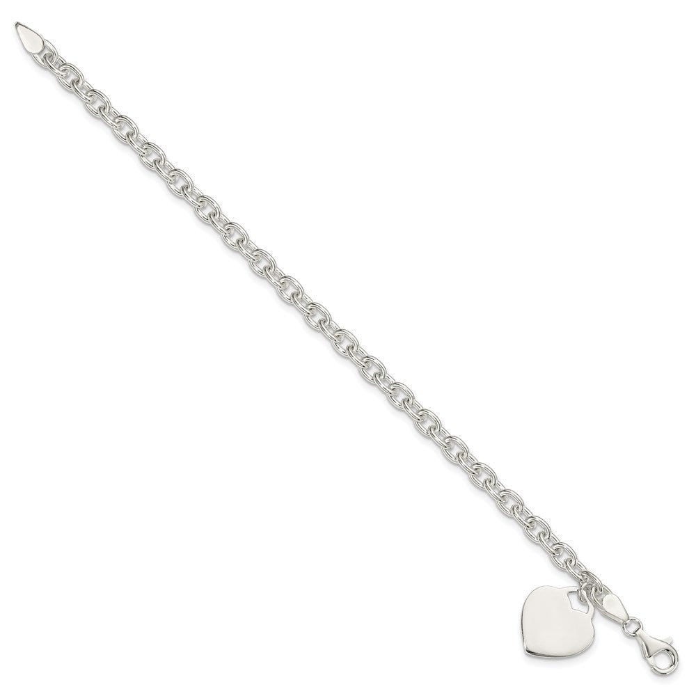 8.5 Zoll Sterlingsilber 1.5mm Gravierbar Herz Charm Armband