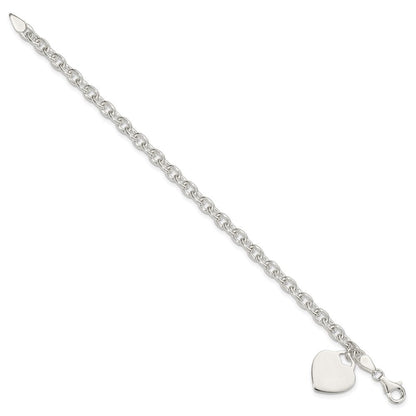 8.5 Zoll Sterlingsilber 1.5mm Gravierbar Herz Charm Armband