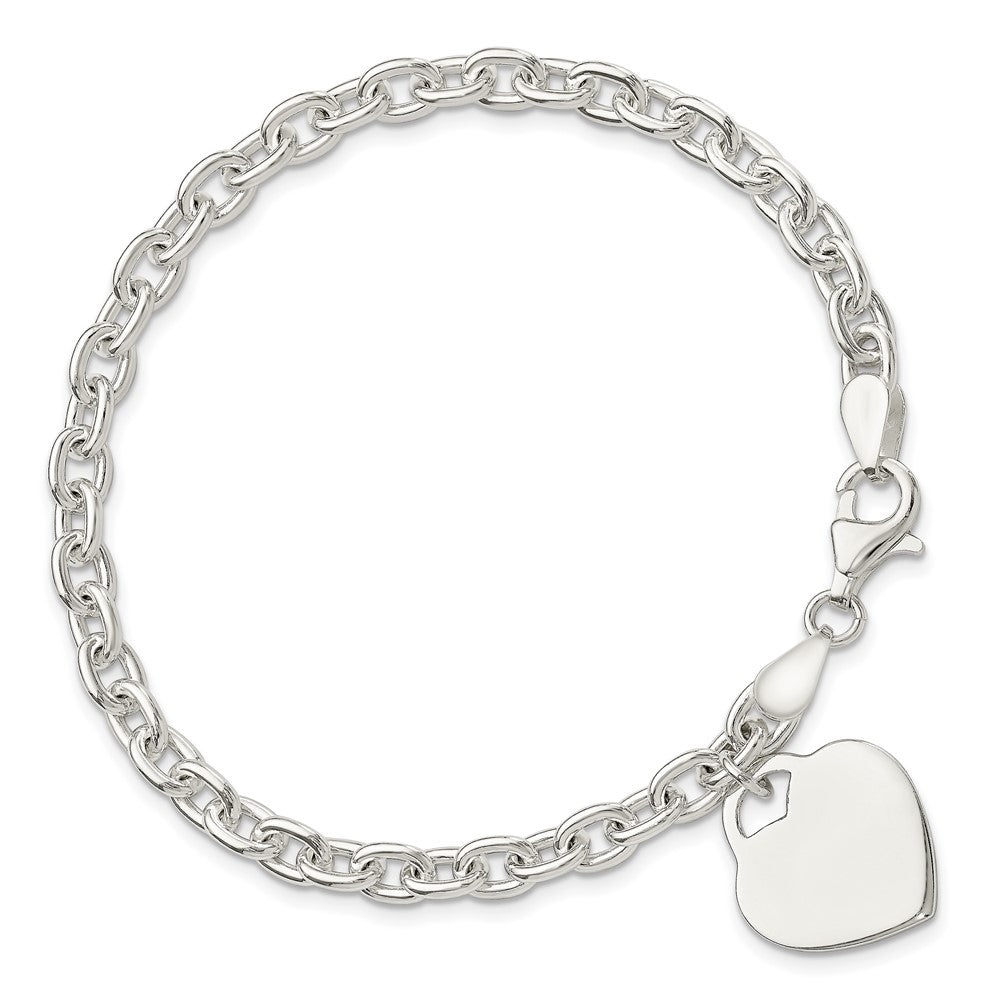 8.5 Zoll Sterlingsilber 1.5mm Gravierbar Herz Charm Armband