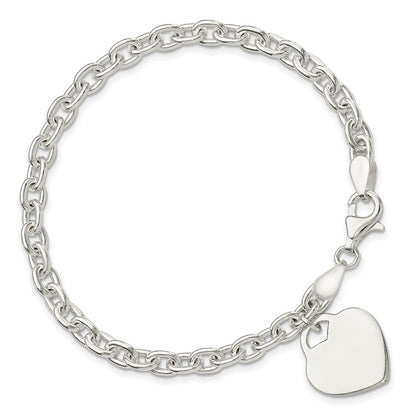 8.5 Zoll Sterlingsilber 1.5mm Gravierbar Herz Charm Armband