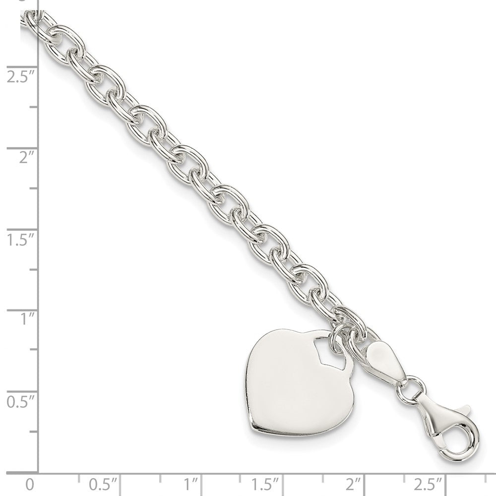 8.5 Zoll Sterlingsilber 1.5mm Gravierbar Herz Charm Armband