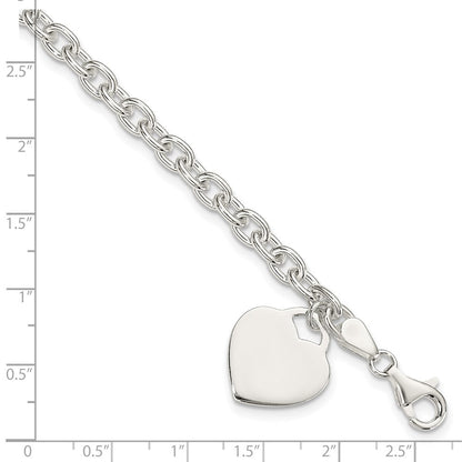 8.5 Zoll Sterlingsilber 1.5mm Gravierbar Herz Charm Armband
