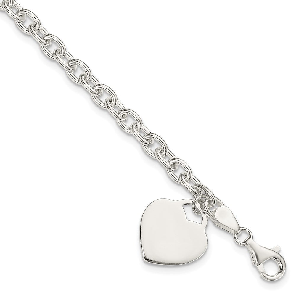 8.5 Zoll Sterlingsilber 1.5mm Gravierbar Herz Charm Armband