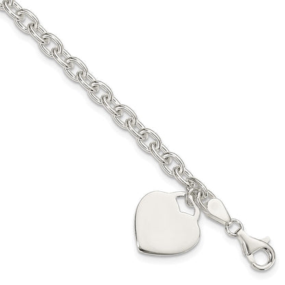 8.5 Zoll Sterlingsilber 1.5mm Gravierbar Herz Charm Armband
