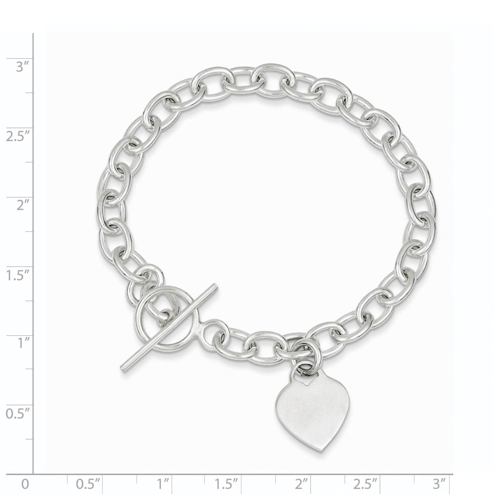 7.25 Zoll Sterlingsilber Dangling Gravierbar Herz Charm Armband