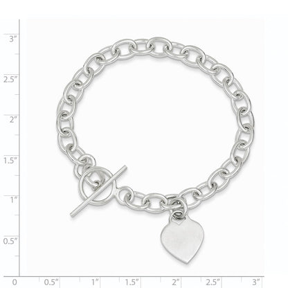 7.25 Zoll Sterlingsilber Dangling Gravierbar Herz Charm Armband