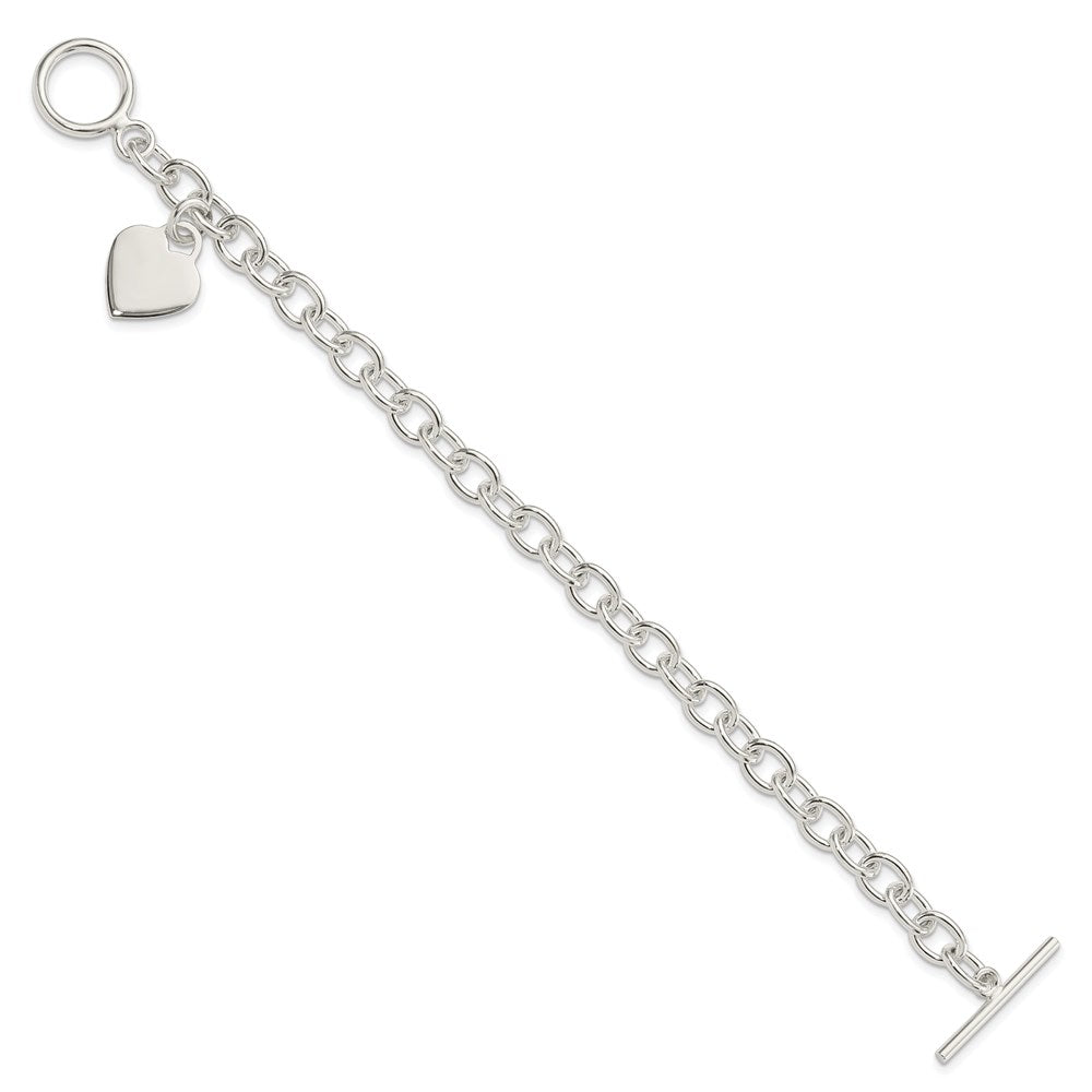 7.25 Zoll Sterlingsilber Dangling Gravierbar Herz Charm Armband