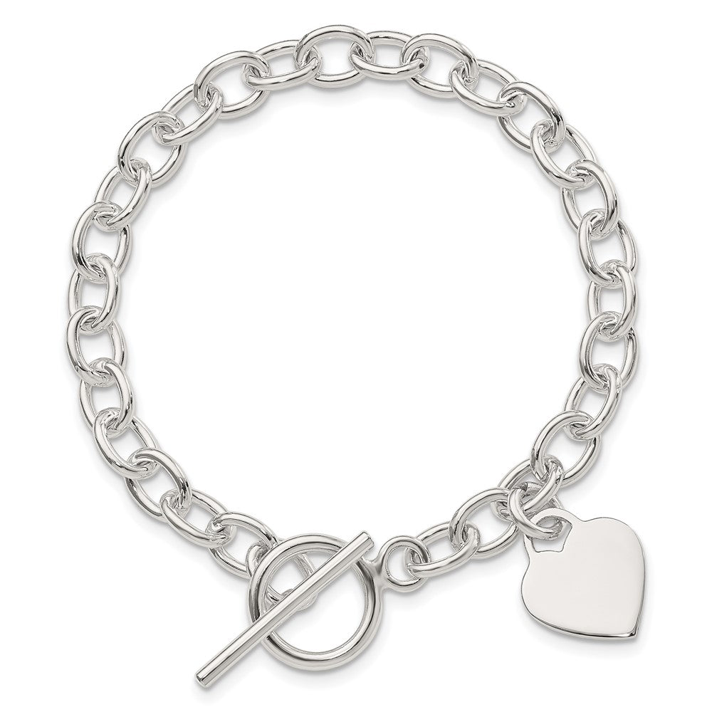 7.25 Zoll Sterlingsilber Dangling Gravierbar Herz Charm Armband