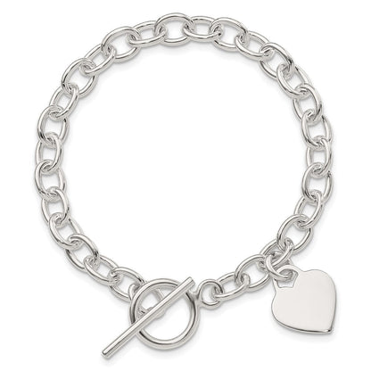7.25 Zoll Sterlingsilber Dangling Gravierbar Herz Charm Armband