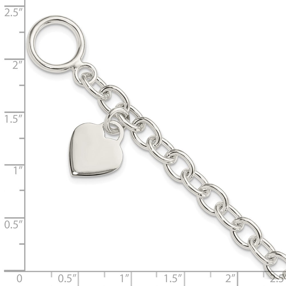 7.25 Zoll Sterlingsilber Dangling Gravierbar Herz Charm Armband