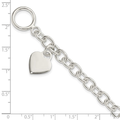 7.25 Zoll Sterlingsilber Dangling Gravierbar Herz Charm Armband