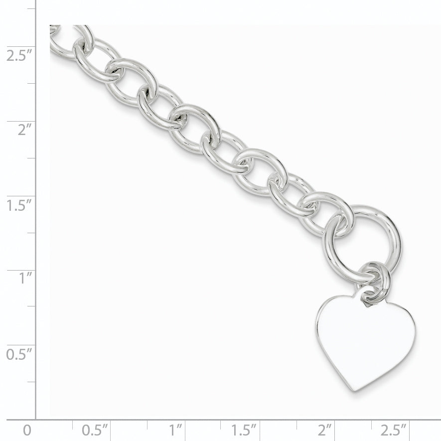 7.5 Zoll Sterlingsilber Gravierbar Herz Fantasieglieder Armband