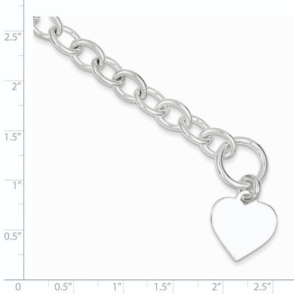 7.5 Zoll Sterlingsilber Gravierbar Herz Fantasieglieder Armband