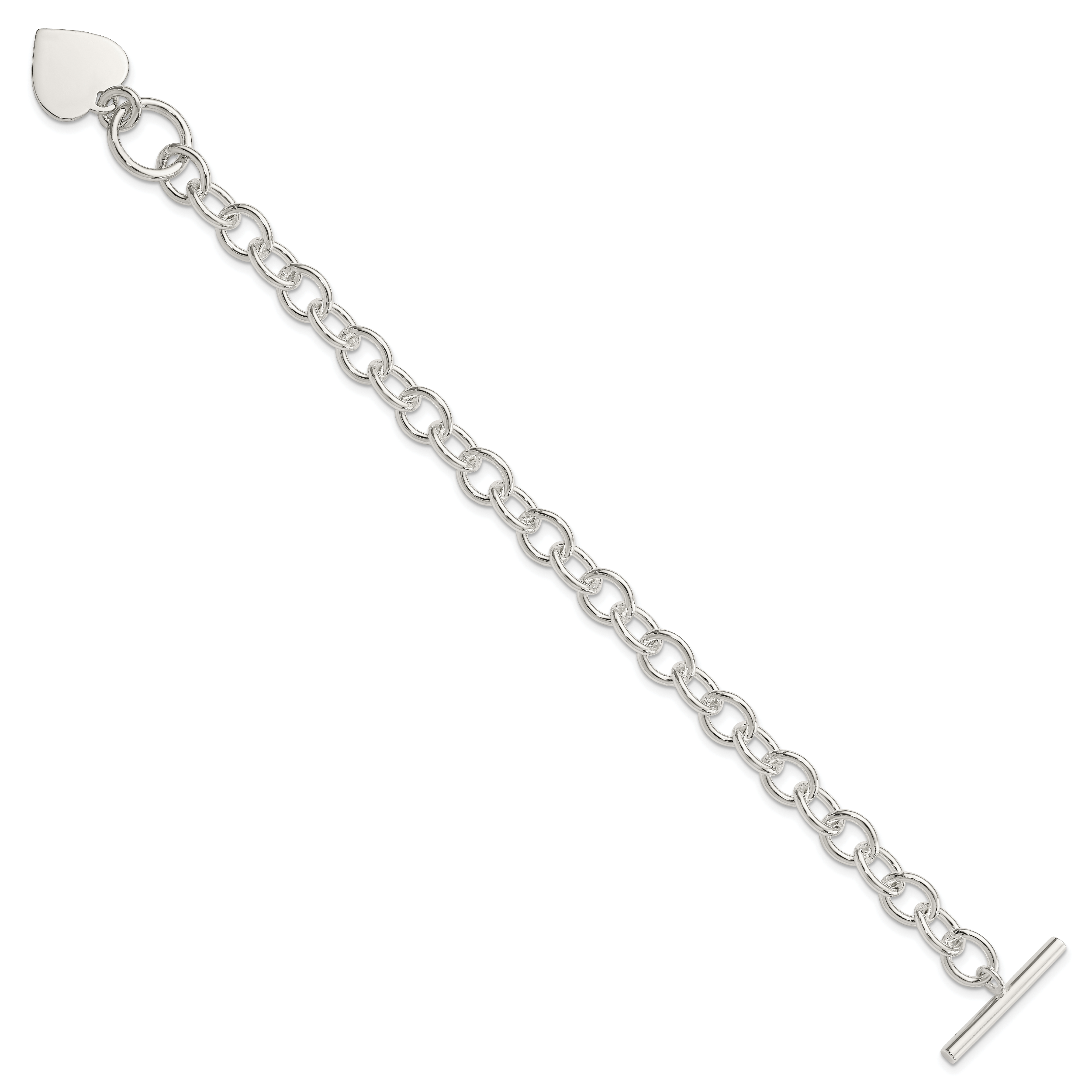 7.5 Zoll Sterlingsilber Gravierbar Herz Fantasieglieder Armband