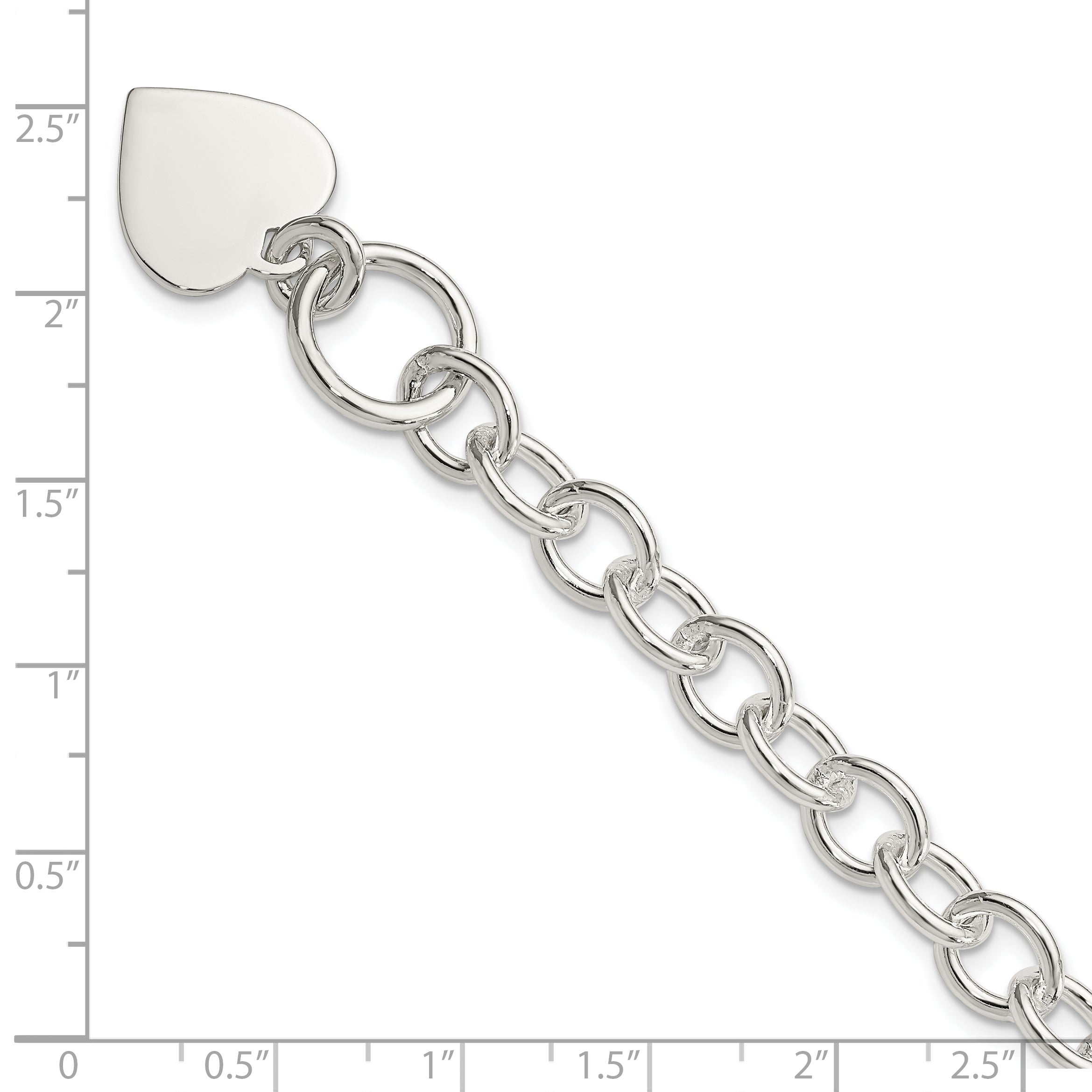 7.5 Zoll Sterlingsilber Gravierbar Herz Fantasieglieder Armband