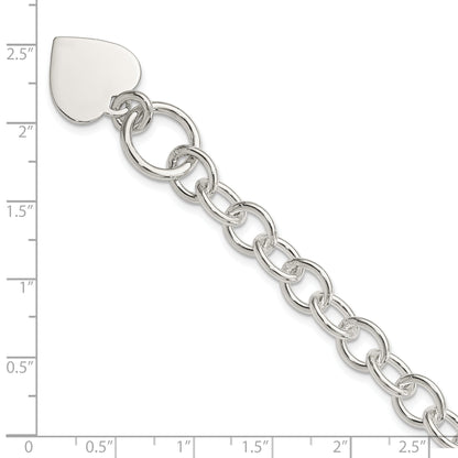 7.5 Zoll Sterlingsilber Gravierbar Herz Fantasieglieder Armband