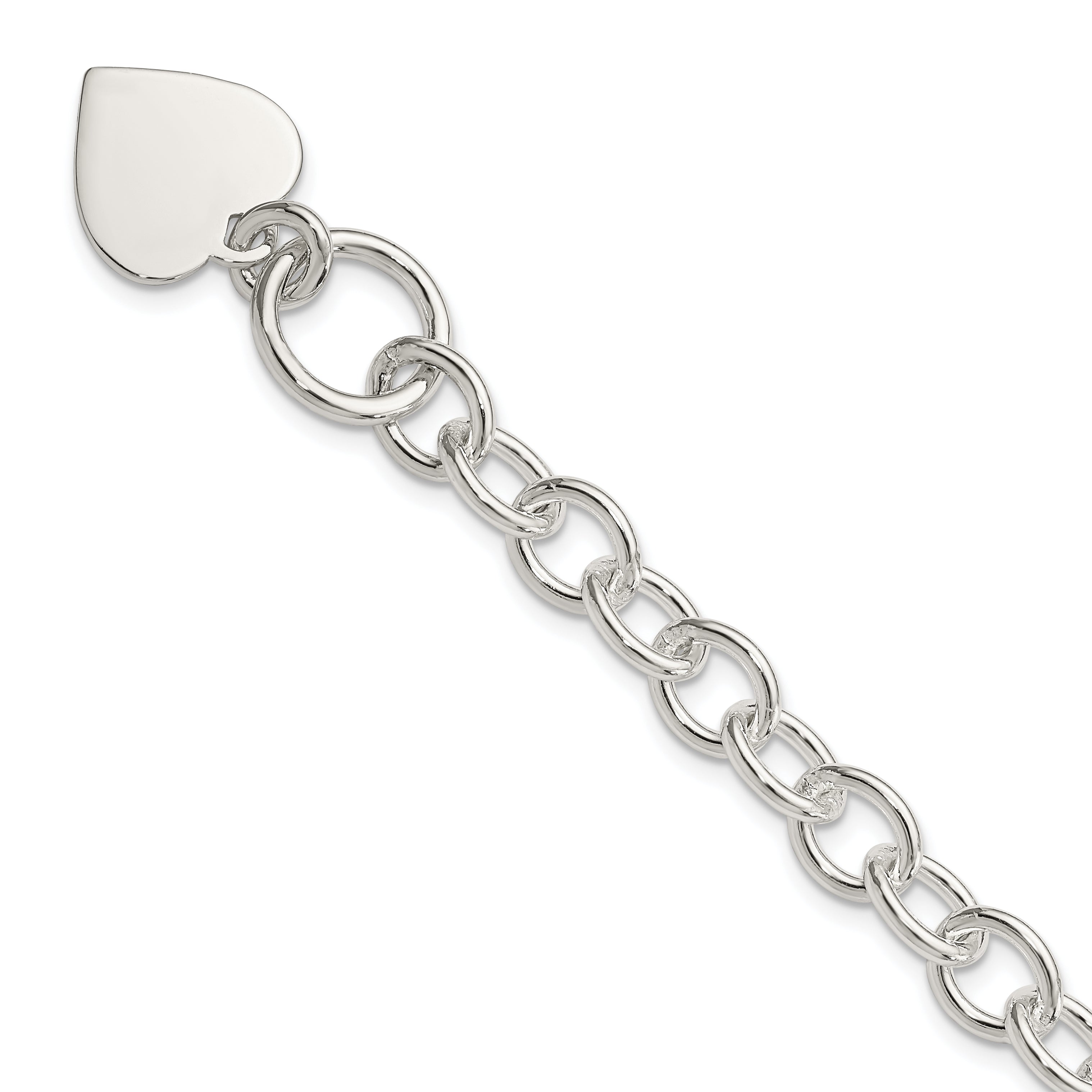 7.5 Zoll Sterlingsilber Gravierbar Herz Fantasieglieder Armband