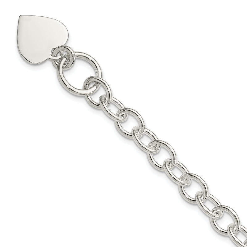 7.5 Zoll Sterlingsilber Gravierbar Herz Fantasieglieder Armband