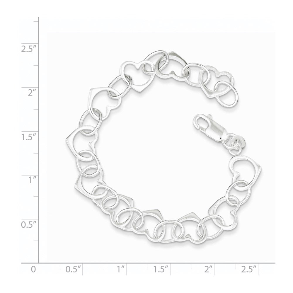 7 Zoll Sterlingsilber Herz Glieder Armband