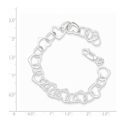 7 Zoll Sterlingsilber Herz Glieder Armband