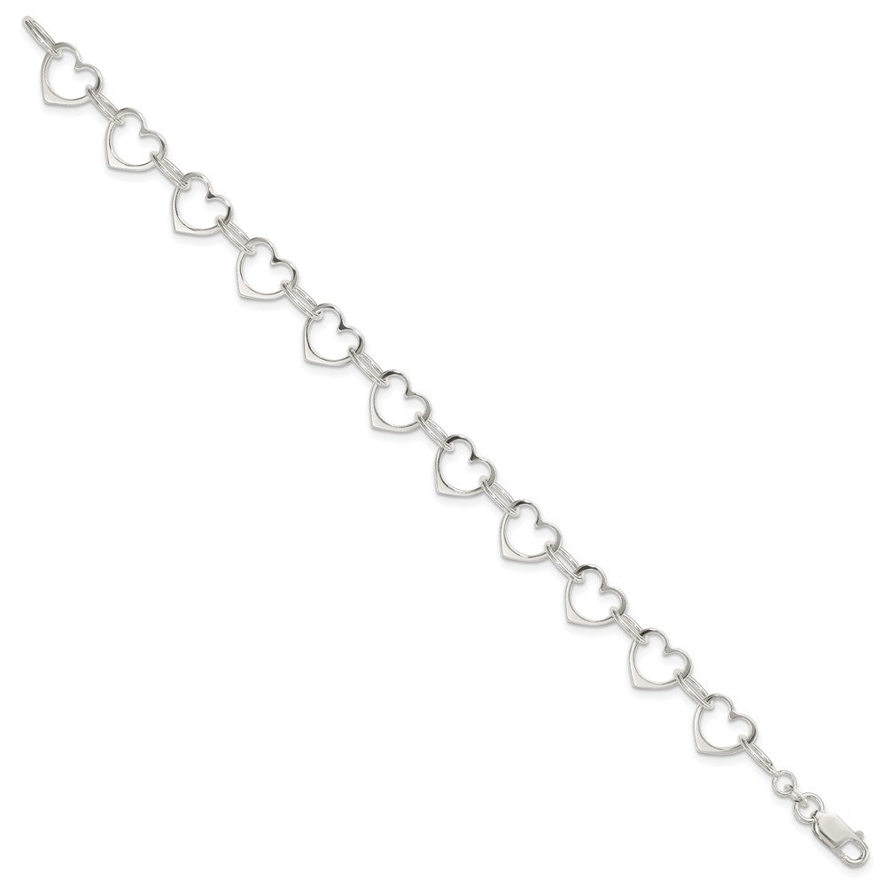 7 Zoll Sterlingsilber Herz Glieder Armband