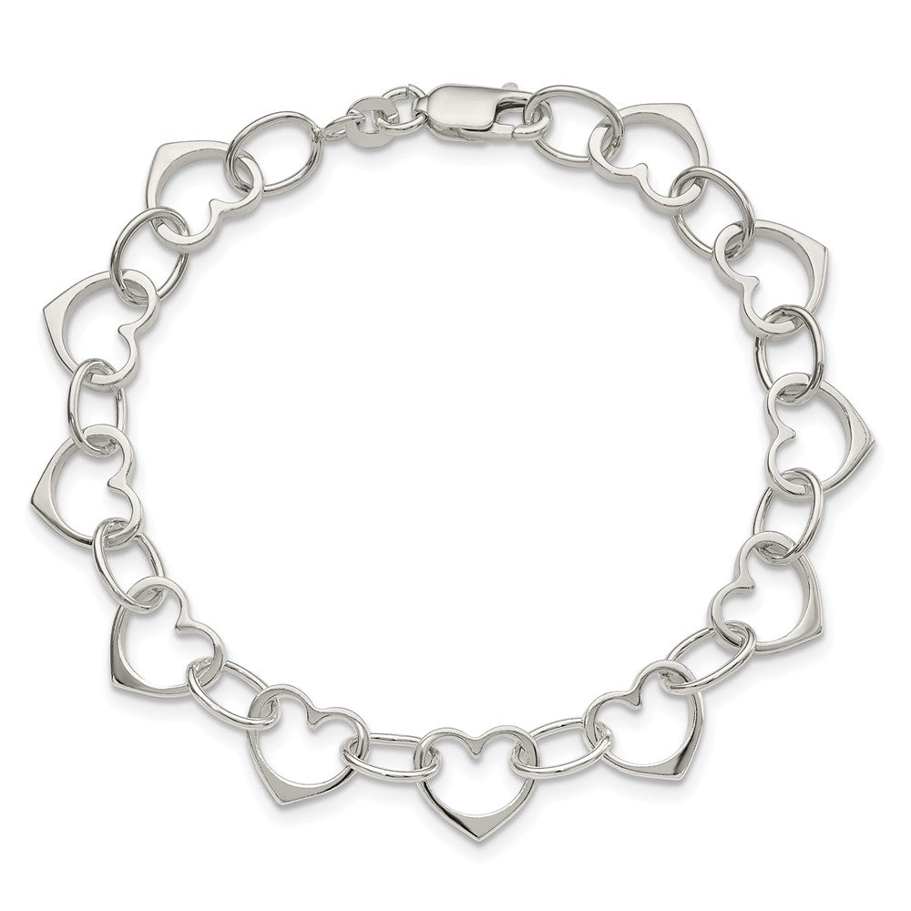 7 Zoll Sterlingsilber Herz Glieder Armband