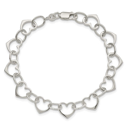 7 Zoll Sterlingsilber Herz Glieder Armband