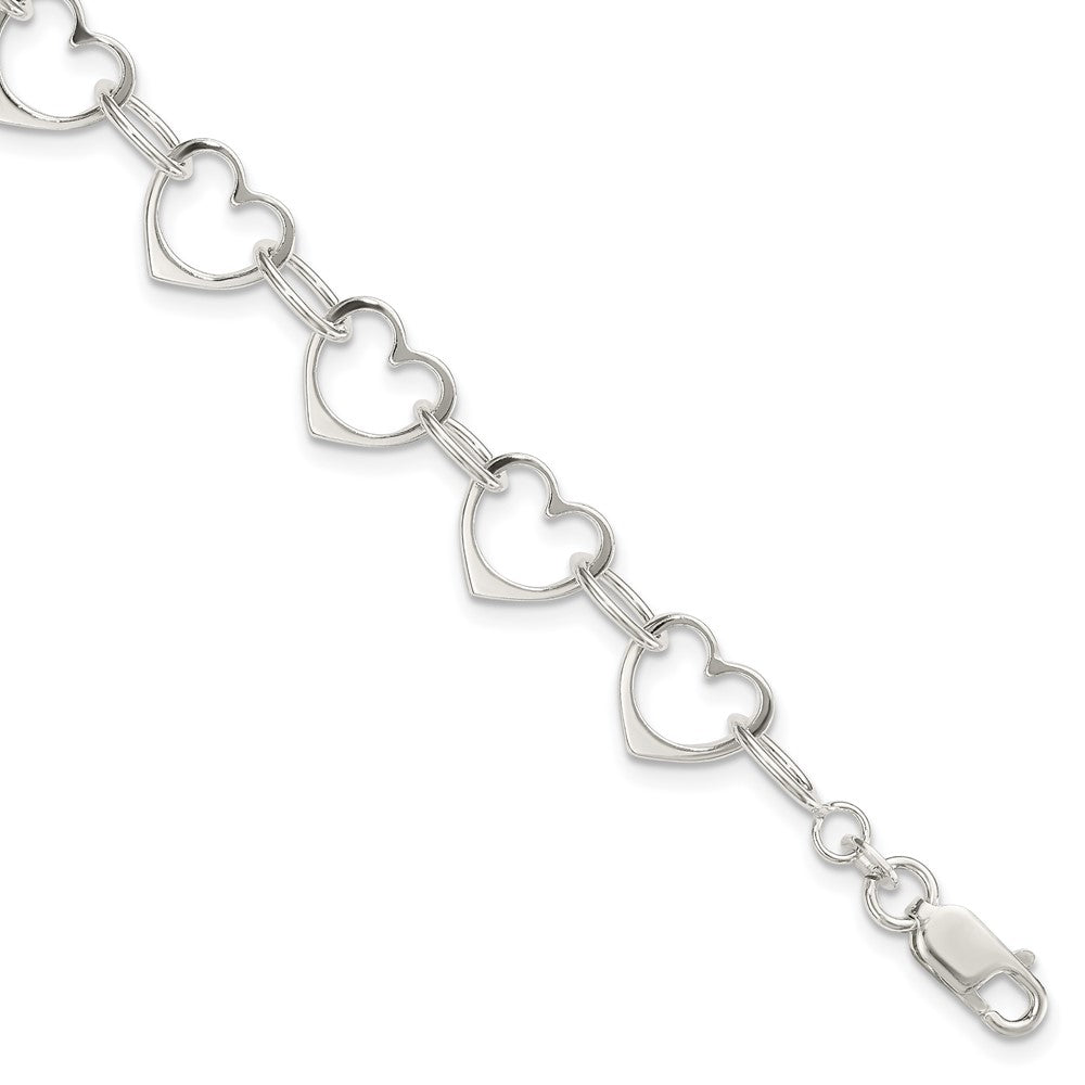 7 Zoll Sterlingsilber Herz Glieder Armband