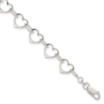 7 Zoll Sterlingsilber Herz Glieder Armband